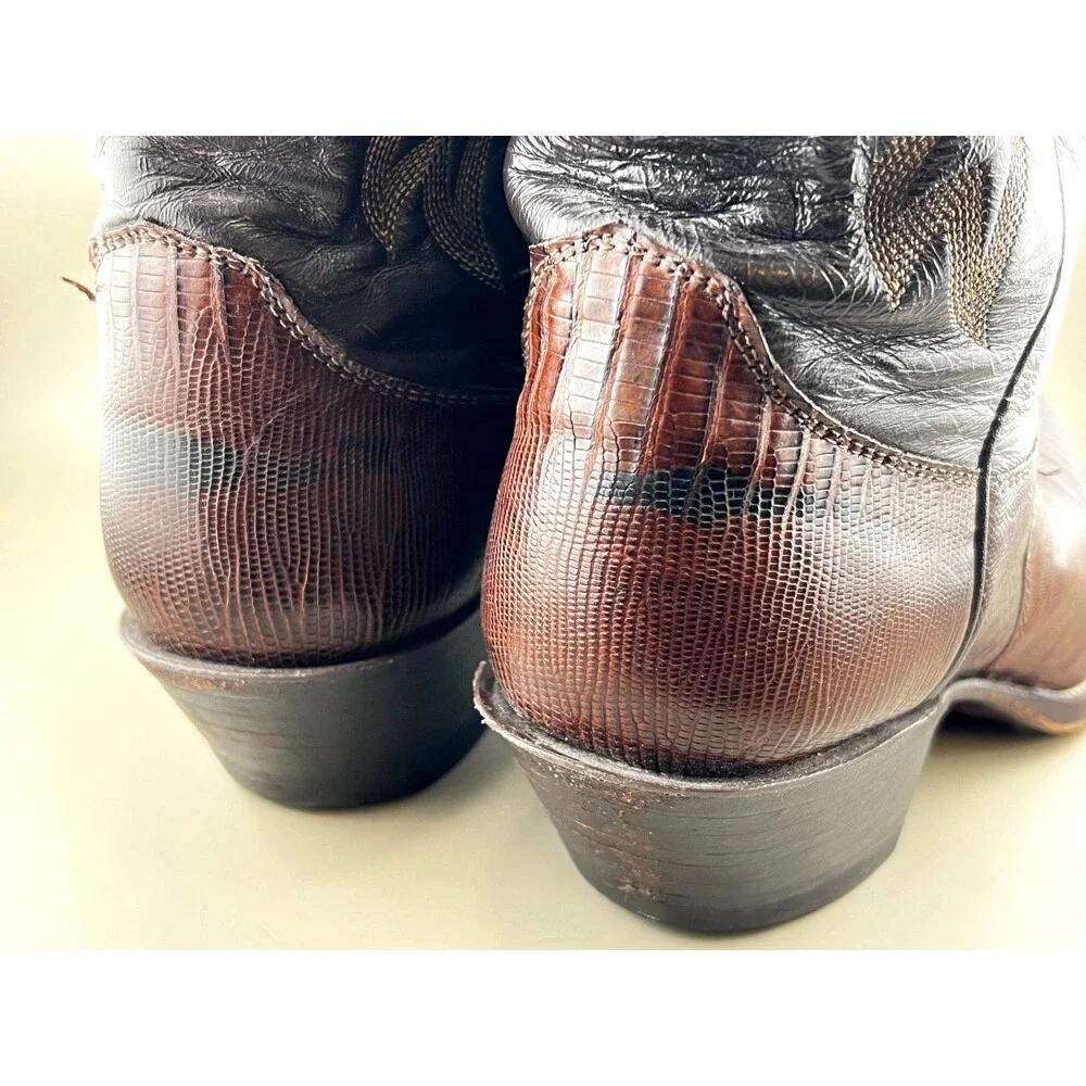 Vtg JUSTIN Cowgirl Boots Teju Lizard Leather Size 6.5B Western Rodeo USA #L4711